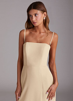 Azazie Wren Bridesmaid Dresses Champagne A-Line Side Slit Chiffon Convertible Dress image6