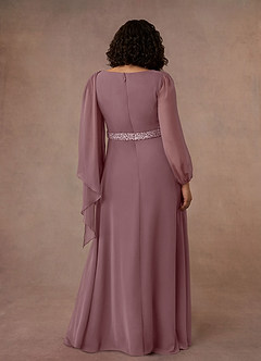 Azazie Priyanka Mother of the Bride Dresses Dusty Rose A-Line Boatneck Pleated Chiffon Dress image8