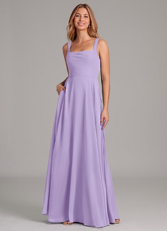 Azazie Shaude Bridesmaid Dresses Lilac A-Line Pleated Chiffon Dress image3