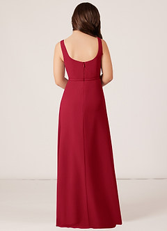 Azazie Renee Junior Scarlet A-Line Side Slit Chiffon Dress image2