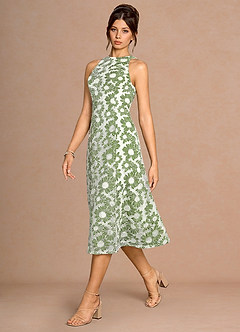 Selira Green And White Midi Dress image4