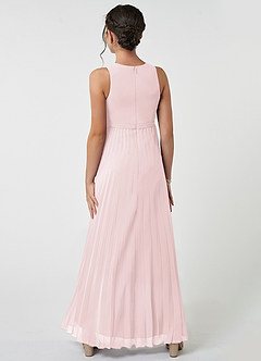 Azazie Lindie Junior Robe Trapèze en Mousseline de soie Plissée Rose Pâle image2