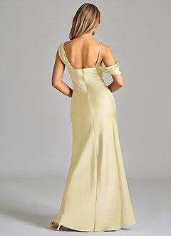 Azazie Celina Final Sale Espresso Sheath One Shoulder Stretch Satin Dress image2