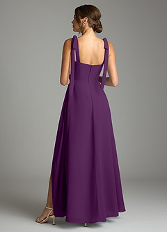 Azazie Debra Bridesmaid Dresses Grape A-Line with Pockets Chiffon Convertible Dress image10