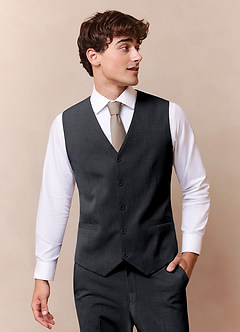 Savile Charcoal Wool Blend Suit Vest