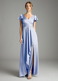 Azazie Omari Bridesmaid Dresses Ice A-Line Stretch Satin Dress image3