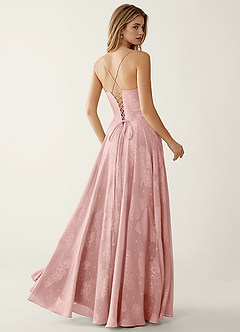 Clementigtle Powder Pink Embossed Clipped Jacquard Prom Dress image2