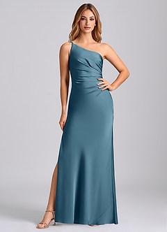 Azazie Marseli Bridesmaid Dresses Bermuda Mermaid One Shoulder Stretch Satin Dress image3