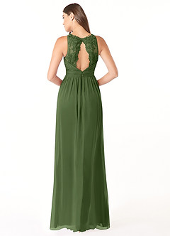 Azazie Luz Bridesmaid Dresses Olive A-Line Lace Chiffon Dress image2