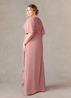Azazie Carson Mother of the Bride Dresses Dusty Rose A-Line V-Neck Lace Chiffon Dress image9