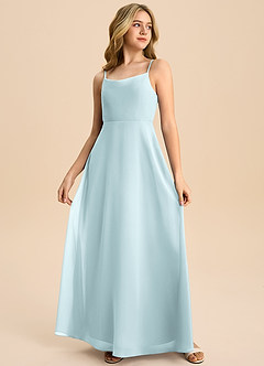 Azazie Shale Junior Mist A-Line Bow Chiffon Dress image4