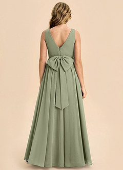 Azazie Hathaway Junior A라인 절하다 쉬폰 플로어 길이 주니어 신부 들러리 드레스 image1