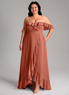 Azazie Lyra Bridesmaid Dresses Clay A-Line Chiffon Convertible Dress image11