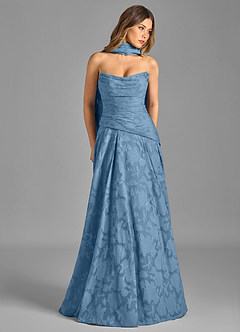 Azazie Gabriela Bridesmaid Dresses Steel Blue A-Line Strapless Floral Burnout Dress image3