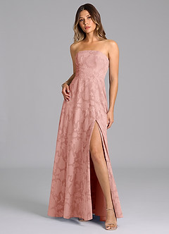 Azazie Wren Bridesmaid Dresses Rosette A-Line Strapless Floral Burnout Dress image3