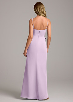 Azazie Tahlia Bridesmaid Dresses Frosted Lilac A-Line with Belt Chiffon Dress image7