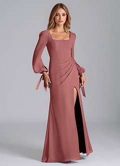 Azazie Mero Bridesmaid Dresses Amethyst Mermaid Long Sleeve Chiffon Dress image6