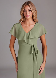 Azazie Lainey Bridesmaid Dresses Pistachio A-Line with Pockets Chiffon Dress image6