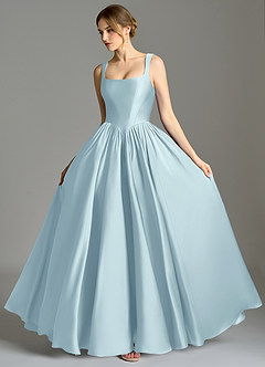 Azazie Verina Suknie dla druhen Linia A Pofałdowany Satyna elastyczna Do ziemi Sukienka image4