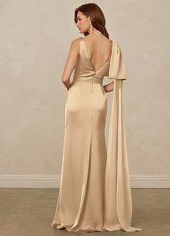Christian Siriano Bridal for Azazie 1011 Bridesmaid Dresses Champagne Mermaid Bow Stretch Satin Dress image2