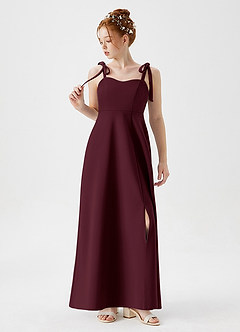 Azazie Rosey Junior Cabernet A-Line Sweetheart Neckline Stretch Crepe Dress image4