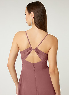 Azazie Minie Abiti da Damigella Abito A-Line in Chiffon Fiocco Rosa Del Deserto image7