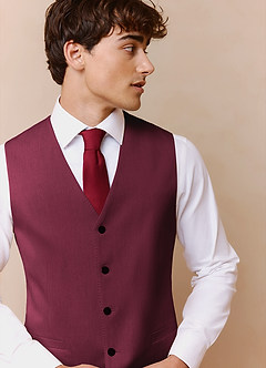 front James Burgundy Structured Stretch Suit Vest
