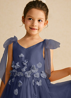 Azazie Minia Flower Girl Dresses Stormy A-Line Bow Matte Satin Dress image4