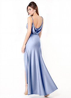 Azazie Alaija Bridesmaid Dresses Ice Mermaid Side Slit Stretch Satin Dress image1