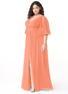 Azazie Temeka Bridesmaid Dresses Sunset A-Line Ruched Chiffon Dress image9