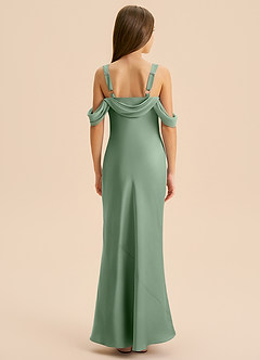 Azazie Bellalina Junior Syrena Pofałdowany Satyna elastyczna Długość podłogi Młodsza druhna Sukienka image2