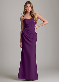 Azazie Mai Bridesmaid Dresses Grape Sheath Pleated Chiffon Dress image1