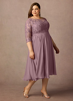 Azazie Marge Mother of the Bride Dresses Dusty Rose A-Line Scoop Lace Chiffon Dress image10
