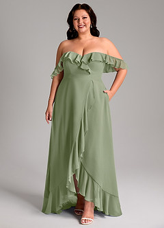 Azazie Lyra Bridesmaid Dresses Pistachio A-Line Chiffon Convertible Dress image11