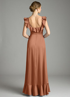 Azazie Lyra Bridesmaid Dresses Bronzer A-Line Off the Shoulder Stretch Satin Convertible Dress image8