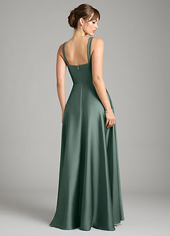 Azazie Shaude Bridesmaid Dresses Sea Moss A-Line Pleated Stretch Satin Dress image2