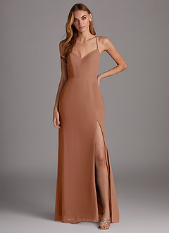 Azazie Manila Bridesmaid Dresses Bronzer Sheath V-Neck Chiffon Dress image1