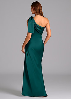 Azazie Yuanna Bridesmaid Dresses Peacock Mermaid One Shoulder Stretch Satin Dress image2