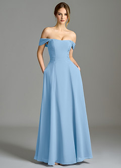 Azazie Oasis Brudtärnklänningar Klä av A-Linje i Chiffong med fickor Puderblå image2