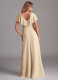 Azazie Lainey Bridesmaid Dresses Champagne A-Line with Pockets Chiffon Dress image7