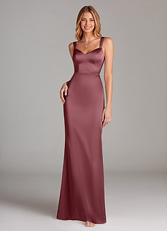 Azazie Denice Bridesmaid Dresses Desert Rose A-Line Pleated Stretch Satin Dress image3
