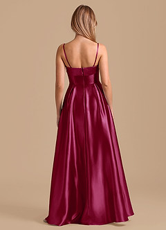 Azazie Lucienne Bridesmaid Dresses Burgundy A-Line Pleated Metallic Satin Dress image2