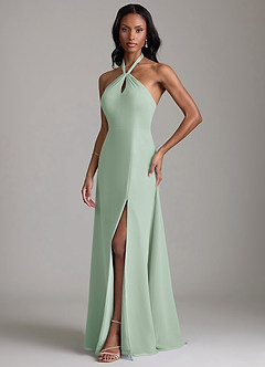 Azazie Tracie Bridesmaid Dresses Agave A-Line Pleated Chiffon Dress image5