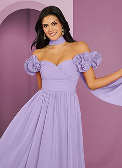 Barbie ♥ Azazie Jurken voor bruidsmeisjes Converteerbaar Jurk van Chiffon met A-Lijn Off the Shoulder Lila image16