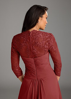 Azazie Devereaux Mother of the Bride Dresses Rust A-Line Lace Chiffon Dress image3