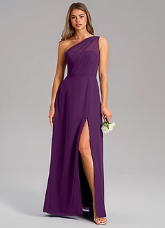 Azazie Phaedra Bridesmaid Dresses Grape A-Line One Shoulder Chiffon Dress image1
