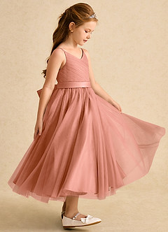 Azazie Patootie vestidos de niña de las flores Vestido de Mai Tai de Tul de Corte En A con Tirante Espagueti image4