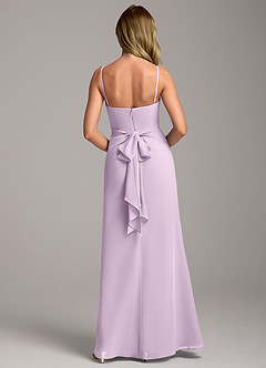 Azazie Tahlia Bridesmaid Dresses Frosted Lilac A-Line with Belt Chiffon Dress image6