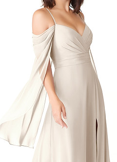 Azazie Cienna Bridesmaid Dresses White Alabaster A-Line Long Sleeve Chiffon Dress image6