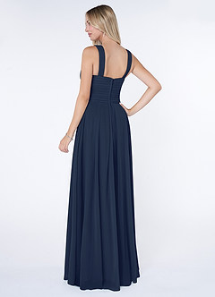 Azazie Kaleigh Bridesmaid Dresses Dark Navy A-Line Pleated Chiffon Dress image4